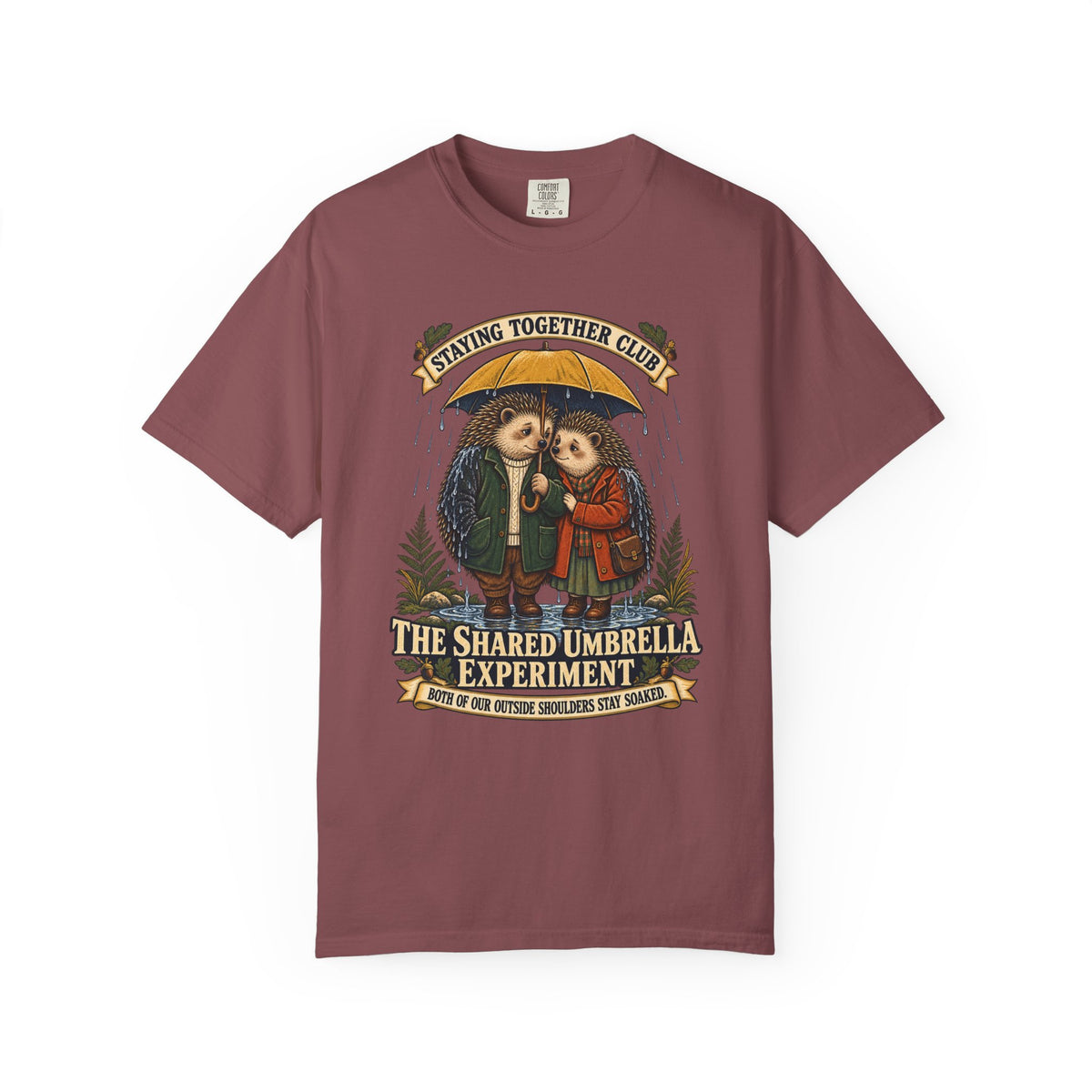 The Shared Umbrella Experiment – Funny Couples T-Shirt